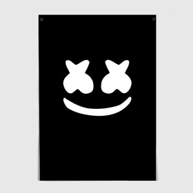 Постер с принтом Marshmello black в Екатеринбурге, 100% бумага
 | бумага, плотность 150 мг. Матовая, но за счет высокого коэффициента гладкости имеет небольшой блеск и дает на свету блики, но в отличии от глянцевой бумаги не покрыта лаком | dj | dj marshmello | marshmello | клуб | клубная музыка | музыка