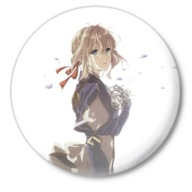 Значок с принтом Violet Evergarden_15 в Екатеринбурге,  металл | круглая форма, металлическая застежка в виде булавки | violet evergarden | вайолет эвергарден