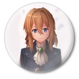 Значок с принтом Violet Evergarden_19 в Екатеринбурге,  металл | круглая форма, металлическая застежка в виде булавки | 