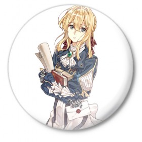 Значок с принтом Violet Evergarden в Екатеринбурге,  металл | круглая форма, металлическая застежка в виде булавки | 