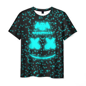 Мужская футболка 3D с принтом MARSHMELLO в Екатеринбурге, 100% полиэфир | прямой крой, круглый вырез горловины, длина до линии бедер | Тематика изображения на принте: dj | marshmello | клубная музыка | маршмелло | музыка | музыкант