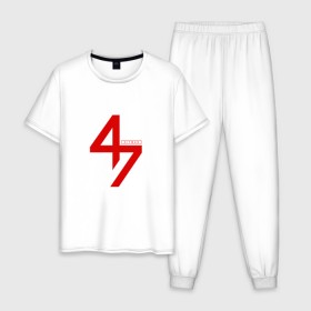 Мужская пижама хлопок с принтом AGENT 47 HITMAN в Екатеринбурге, 100% хлопок | брюки и футболка прямого кроя, без карманов, на брюках мягкая резинка на поясе и по низу штанин
 | Тематика изображения на принте: 47agent 47 | game | hitman | killer | logo | stels action | агент 47 | игра | логотип | стелс экшн | хитман