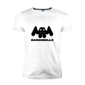 Мужская футболка премиум с принтом MARSHMELLO в Екатеринбурге, 92% хлопок, 8% лайкра | приталенный силуэт, круглый вырез ворота, длина до линии бедра, короткий рукав | Тематика изображения на принте: dj | marshmello | клубная музыка | маршмелло | музыка | музыкант