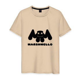 Мужская футболка хлопок с принтом MARSHMELLO в Екатеринбурге, 100% хлопок | прямой крой, круглый вырез горловины, длина до линии бедер, слегка спущенное плечо. | Тематика изображения на принте: dj | marshmello | клубная музыка | маршмелло | музыка | музыкант