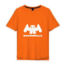 Мужская футболка хлопок Oversize с принтом MARSHMELLO в Екатеринбурге, 100% хлопок | свободный крой, круглый ворот, “спинка” длиннее передней части | dj | marshmello | клубная музыка | маршмелло | музыка | музыкант