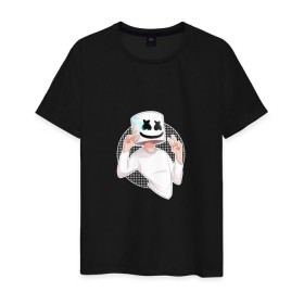 Мужская футболка хлопок с принтом Marshmello в Екатеринбурге, 100% хлопок | прямой крой, круглый вырез горловины, длина до линии бедер, слегка спущенное плечо. | Тематика изображения на принте: 