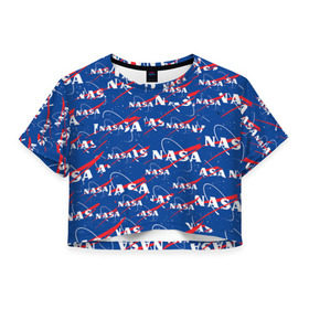 Женская футболка Cropp-top с принтом NASA pop art в Екатеринбурге, 100% полиэстер | круглая горловина, длина футболки до линии талии, рукава с отворотами | shuttle | space | аполлон | галактика | джемини | космонав | космос | наса | скайлэб | сша | шаттл nasa