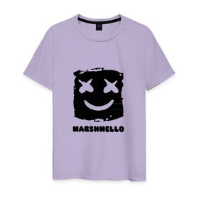 Мужская футболка хлопок с принтом MARSHMELLO в Екатеринбурге, 100% хлопок | прямой крой, круглый вырез горловины, длина до линии бедер, слегка спущенное плечо. | 
