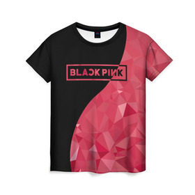 Женская футболка 3D с принтом BLACKPINK в Екатеринбурге, 100% полиэфир ( синтетическое хлопкоподобное полотно) | прямой крой, круглый вырез горловины, длина до линии бедер | black  pink | blackpink | jennie | jisoo | k pop | lalisa | группа | инь янь | к поп | корейская группа | розовый | черный