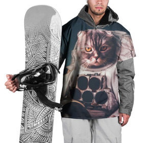 Накидка на куртку 3D с принтом Кот астронавт в Екатеринбурге, 100% полиэстер |  | Тематика изображения на принте: 