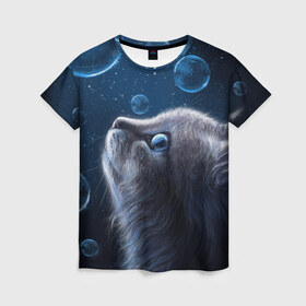 Женская футболка 3D с принтом Милый котик в Екатеринбурге, 100% полиэфир ( синтетическое хлопкоподобное полотно) | прямой крой, круглый вырез горловины, длина до линии бедер | дикое | животное | кот | кошка | млекопитающее | скорость | хищное