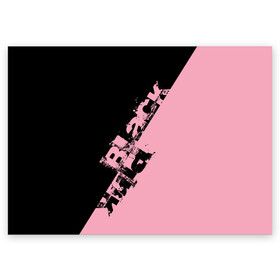 Поздравительная открытка с принтом BLACKPINK | БЛЕКПИНК в Екатеринбурге, 100% бумага | плотность бумаги 280 г/м2, матовая, на обратной стороне линовка и место для марки
 | black  pink | blackpink | jennie | jisoo | k pop | lalisa | группа | к поп | корейская группа | розовый | черный