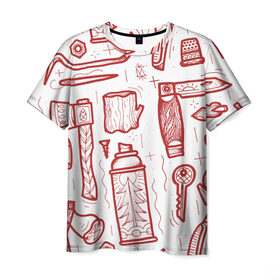 Мужская футболка 3D с принтом Инструменты в Екатеринбурге, 100% полиэфир | прямой крой, круглый вырез горловины, длина до линии бедер | old school | taknado | urban | граффити | илюстратор | сибирь | стрит арт | тату