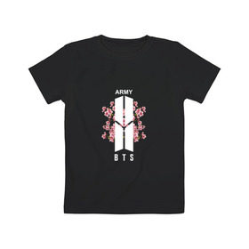 Детская футболка хлопок с принтом BTS ARMY в Екатеринбурге, 100% хлопок | круглый вырез горловины, полуприлегающий силуэт, длина до линии бедер | bts | bts army | j hope | jimin | jin | jungkook | k pop | rap monster | rapmon | suga | v | бтс | группа | корея