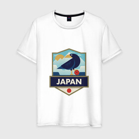 Мужская футболка хлопок с принтом Футбол - Япония в Екатеринбурге, 100% хлопок | прямой крой, круглый вырез горловины, длина до линии бедер, слегка спущенное плечо. | 