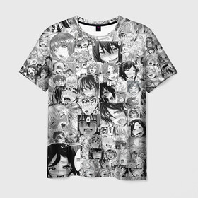 Мужская футболка 3D с принтом AHEGAO в Екатеринбурге, 100% полиэфир | прямой крой, круглый вырез горловины, длина до линии бедер | ahegao | kawai | kowai | oppai | otaku | senpai | sugoi | waifu | yandere | ахегао | ковай | отаку | сенпай | яндере