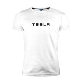 Мужская футболка премиум с принтом Tesla в Екатеринбурге, 92% хлопок, 8% лайкра | приталенный силуэт, круглый вырез ворота, длина до линии бедра, короткий рукав | Тематика изображения на принте: elon | mask | musk | илон маск | маск | тесла