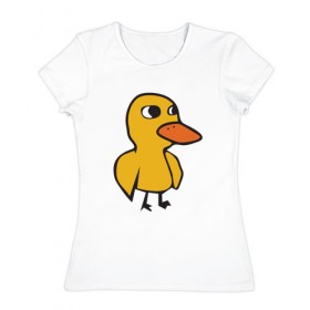 Женская футболка хлопок с принтом Утка в Екатеринбурге, 100% хлопок | прямой крой, круглый вырез горловины, длина до линии бедер, слегка спущенное плечо | duck | duckling | утенок | утка