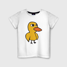 Детская футболка хлопок с принтом Утка в Екатеринбурге, 100% хлопок | круглый вырез горловины, полуприлегающий силуэт, длина до линии бедер | duck | duckling | утенок | утка
