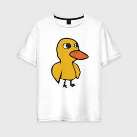 Женская футболка хлопок Oversize с принтом Утка в Екатеринбурге, 100% хлопок | свободный крой, круглый ворот, спущенный рукав, длина до линии бедер
 | duck | duckling | утенок | утка