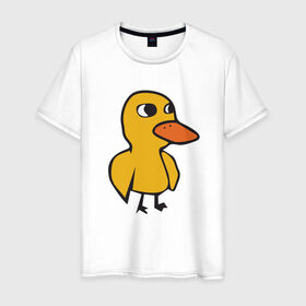 Мужская футболка хлопок с принтом Утка в Екатеринбурге, 100% хлопок | прямой крой, круглый вырез горловины, длина до линии бедер, слегка спущенное плечо. | duck | duckling | утенок | утка