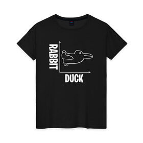 Женская футболка хлопок с принтом Геометрия в Екатеринбурге, 100% хлопок | прямой крой, круглый вырез горловины, длина до линии бедер, слегка спущенное плечо | duck | duckling | заяц | математика | мем | утенок | утка