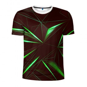 Мужская футболка 3D спортивная с принтом STRIPES GREEN 3D в Екатеринбурге, 100% полиэстер с улучшенными характеристиками | приталенный силуэт, круглая горловина, широкие плечи, сужается к линии бедра | abstract | geometry | абстракция | геометрия | градиент | линии