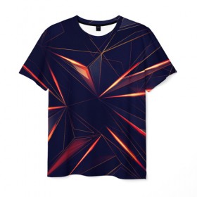 Мужская футболка 3D с принтом STRIPES ORANGE 3D в Екатеринбурге, 100% полиэфир | прямой крой, круглый вырез горловины, длина до линии бедер | abstract | geometry | orange | абстракция | геометрия | градиент | линии | оранжевый