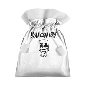 Подарочный 3D мешок с принтом Marshmello. You can cry в Екатеринбурге, 100% полиэстер | Размер: 29*39 см | christopher | comstock | cry | dj | dotcom | friends | marshmallow | marshmello | usa | диджей | друзья | комсток | крис | маршмэллоу | плакать | продюсер | сша