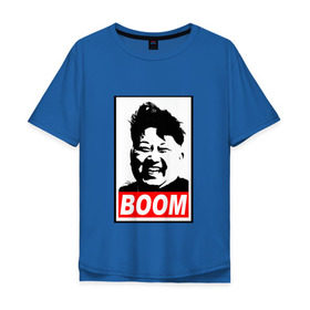 Мужская футболка хлопок Oversize с принтом BOOM КИМ ЧЕН ЫН в Екатеринбурге, 100% хлопок | свободный крой, круглый ворот, “спинка” длиннее передней части | boom | kim chen eun | mems | ким чен ын | кнр | мемы | северная корея | ядерные ракеты