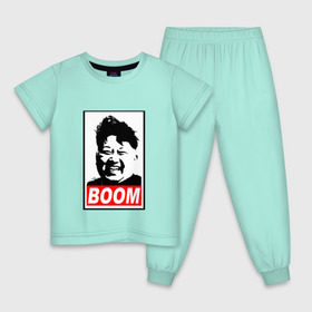 Детская пижама хлопок с принтом BOOM КИМ ЧЕН ЫН в Екатеринбурге, 100% хлопок |  брюки и футболка прямого кроя, без карманов, на брюках мягкая резинка на поясе и по низу штанин
 | boom | kim chen eun | mems | ким чен ын | кнр | мемы | северная корея | ядерные ракеты