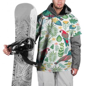 Накидка на куртку 3D с принтом Попугаи в Екатеринбурге, 100% полиэстер |  | jungle | деревья | джунгли | зелень | кусты | лес | мох | океан | пальмы | пляж | тропики | экзотика