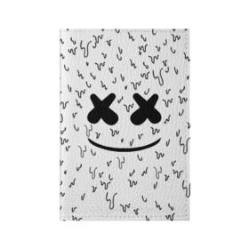 Обложка для паспорта матовая кожа с принтом MARSHMELLO в Екатеринбурге, натуральная матовая кожа | размер 19,3 х 13,7 см; прозрачные пластиковые крепления | dj | marshmello | usa | америка | клубная музыка | маршмелло | музыка | музыкант