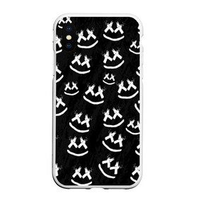 Чехол для iPhone XS Max матовый с принтом MARSHMELLO PATTERN в Екатеринбурге, Силикон | Область печати: задняя сторона чехла, без боковых панелей | dj | marshmello | usa | америка | клубная музыка | маршмелло | музыка | музыкант