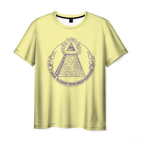 Мужская футболка 3D с принтом Всевидящее око в Екатеринбурге, 100% полиэфир | прямой крой, круглый вырез горловины, длина до линии бедер | eye | freemasonry | illuminati | secret | see | society | всевидящее | заговор | иллюминаты | ложа | масонская | масонство | общество | око | пирамида | просвещённые | тайное | теория