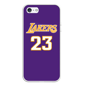 Чехол для iPhone 5/5S матовый с принтом Lakers в Екатеринбурге, Силикон | Область печати: задняя сторона чехла, без боковых панелей | 