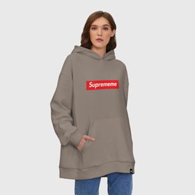 Худи SuperOversize хлопок с принтом Suprememe в Екатеринбурге, 70% хлопок, 30% полиэстер, мягкий начес внутри | карман-кенгуру, эластичная резинка на манжетах и по нижней кромке, двухслойный капюшон
 | supreme | мем | супреме | суприм