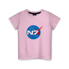 Детская футболка хлопок с принтом NASA N7 MASS EFFECT в Екатеринбурге, 100% хлопок | круглый вырез горловины, полуприлегающий силуэт, длина до линии бедер | logo | n7 | nasa | space | логотип | масс эффект | н7 | наса