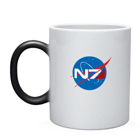 Кружка хамелеон с принтом NASA N7 MASS EFFECT в Екатеринбурге, керамика | меняет цвет при нагревании, емкость 330 мл | logo | n7 | nasa | space | логотип | масс эффект | н7 | наса
