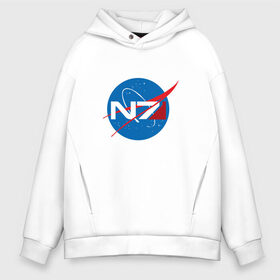 Мужское худи Oversize хлопок с принтом NASA N7 MASS EFFECT в Екатеринбурге, френч-терри — 70% хлопок, 30% полиэстер. Мягкий теплый начес внутри —100% хлопок | боковые карманы, эластичные манжеты и нижняя кромка, капюшон на магнитной кнопке | Тематика изображения на принте: logo | n7 | nasa | space | логотип | масс эффект | н7 | наса