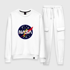 Женский костюм хлопок с принтом nasa fashion в Екатеринбурге, 100% хлопок | на свитшоте круглая горловина, мягкая резинка по низу. Брюки заужены к низу, на них два вида карманов: два 