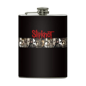 Фляга с принтом Slipknot в Екатеринбурге, металлический корпус | емкость 0,22 л, размер 125 х 94 мм. Виниловая наклейка запечатывается полностью | 