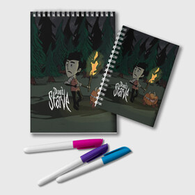 Блокнот с принтом DON`T STARVE в Екатеринбурге, 100% бумага | 48 листов, плотность листов — 60 г/м2, плотность картонной обложки — 250 г/м2. Листы скреплены удобной пружинной спиралью. Цвет линий — светло-серый
 | action | adventure | dont starve | gamer | player | twitch | игра