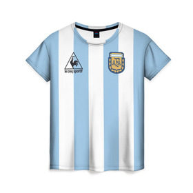 Женская футболка 3D с принтом Марадона Аргентина ретро в Екатеринбурге, 100% полиэфир ( синтетическое хлопкоподобное полотно) | прямой крой, круглый вырез горловины, длина до линии бедер | maradona | аргентина | марадона | ретро