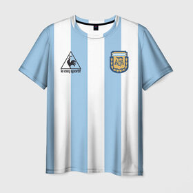 Мужская футболка 3D с принтом Марадона Аргентина ретро в Екатеринбурге, 100% полиэфир | прямой крой, круглый вырез горловины, длина до линии бедер | maradona | аргентина | марадона | ретро