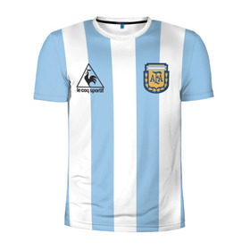 Мужская футболка 3D спортивная с принтом Марадона Аргентина ретро в Екатеринбурге, 100% полиэстер с улучшенными характеристиками | приталенный силуэт, круглая горловина, широкие плечи, сужается к линии бедра | maradona | аргентина | марадона | ретро