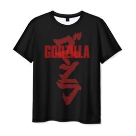 Мужская футболка 3D с принтом GODZILLA в Екатеринбурге, 100% полиэфир | прямой крой, круглый вырез горловины, длина до линии бедер | comic con | godzilla | gojira | logo | годзилла | знаки | иероглифы | лого | монстр | фильм | чудовище