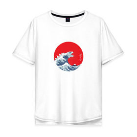 Мужская футболка хлопок Oversize с принтом GODZILLA в Екатеринбурге, 100% хлопок | свободный крой, круглый ворот, “спинка” длиннее передней части | comic con | godzilla | gojira | logo | годзилла | знаки | иероглифы | лого | монстр | фильм | чудовище
