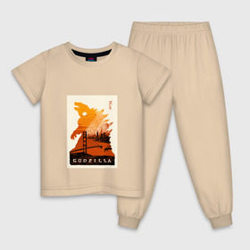 Детская пижама хлопок с принтом GODZILLA POSTER в Екатеринбурге, 100% хлопок |  брюки и футболка прямого кроя, без карманов, на брюках мягкая резинка на поясе и по низу штанин
 | comic con | godzilla | gojira | logo | годзилла | знаки | иероглифы | лого | монстр | фильм | чудовище