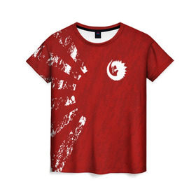 Женская футболка 3D с принтом GODZILLA в Екатеринбурге, 100% полиэфир ( синтетическое хлопкоподобное полотно) | прямой крой, круглый вырез горловины, длина до линии бедер | comic con | godzilla | gojira | logo | годзилла | знаки | иероглифы | лого | монстр | фильм | чудовище